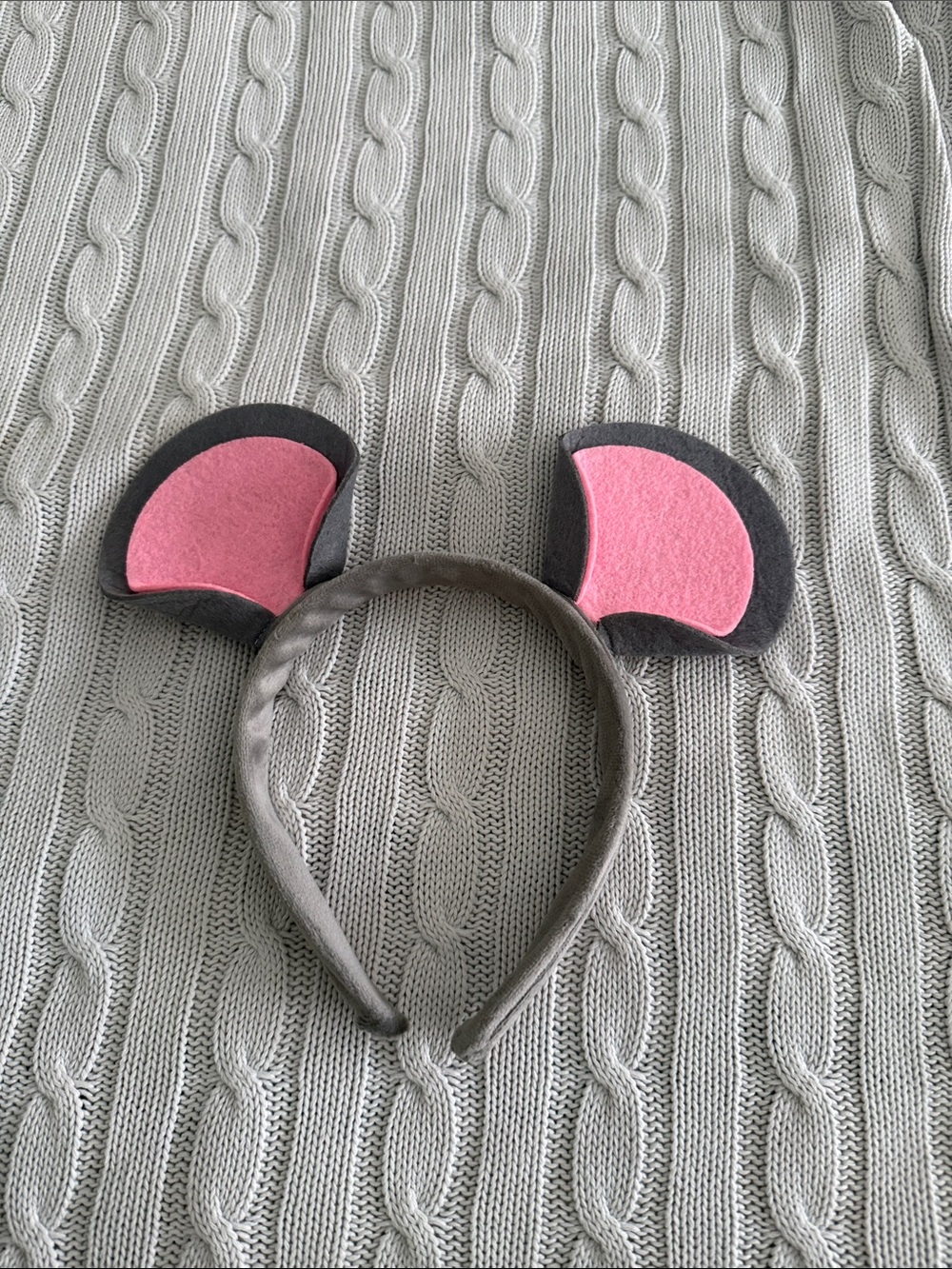 Women Grey Headband with Pink Ears
